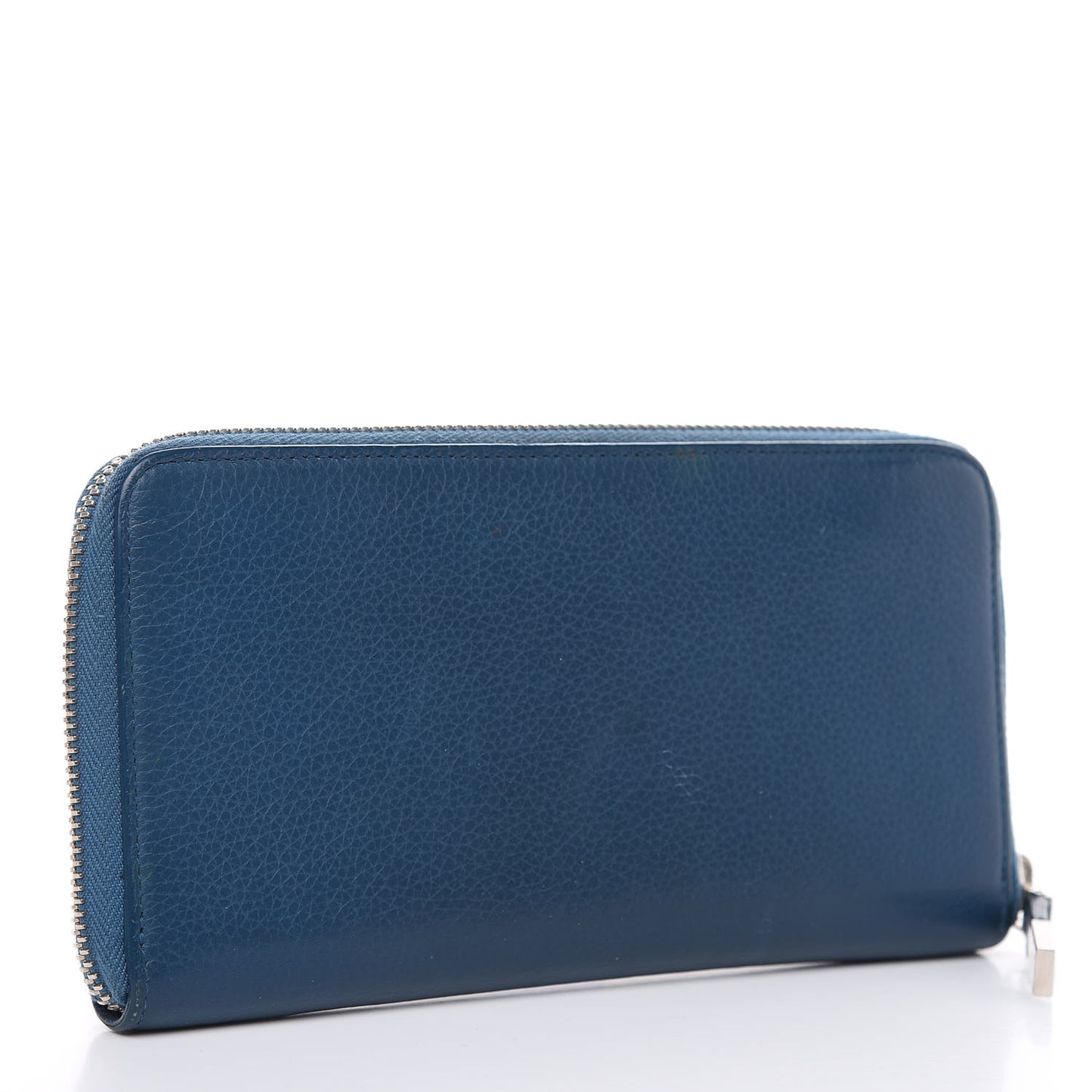 HOMME Grained Calfskin Zip Around Wallet Blue