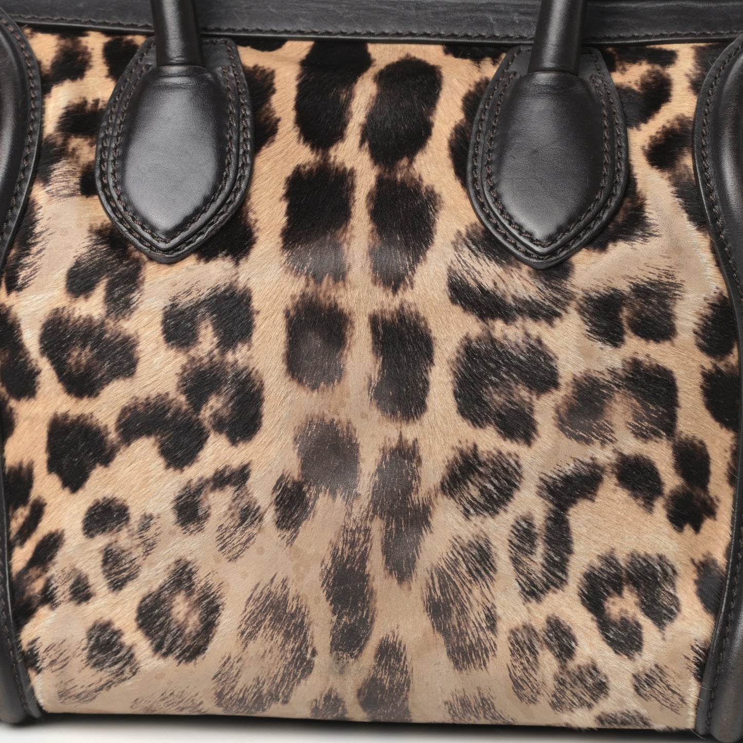 Leopard Pony Hair Mini Luggage Black