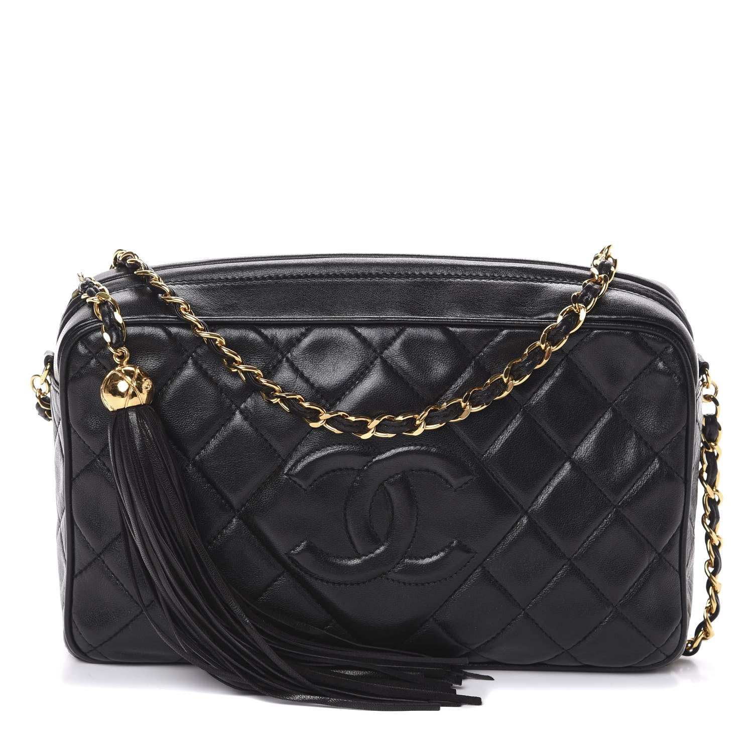 Chanel Lambskin Quilted Tassel Camera Case Black 1 of 10
