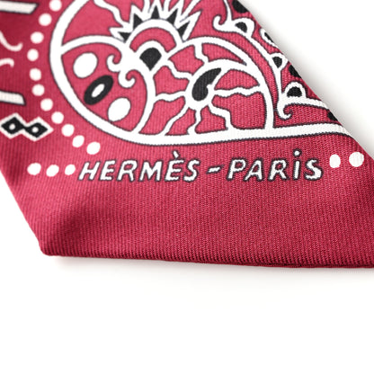 Hermes Silk Peuple Du Vent Bandana Twilly Rouge Black White 2 of 4
