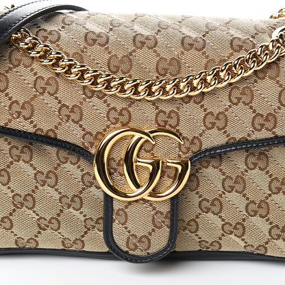Gucci Monogram Matelasse Diagonal Small GG Marmont Shoulder Bag Beige Black 10 of 10