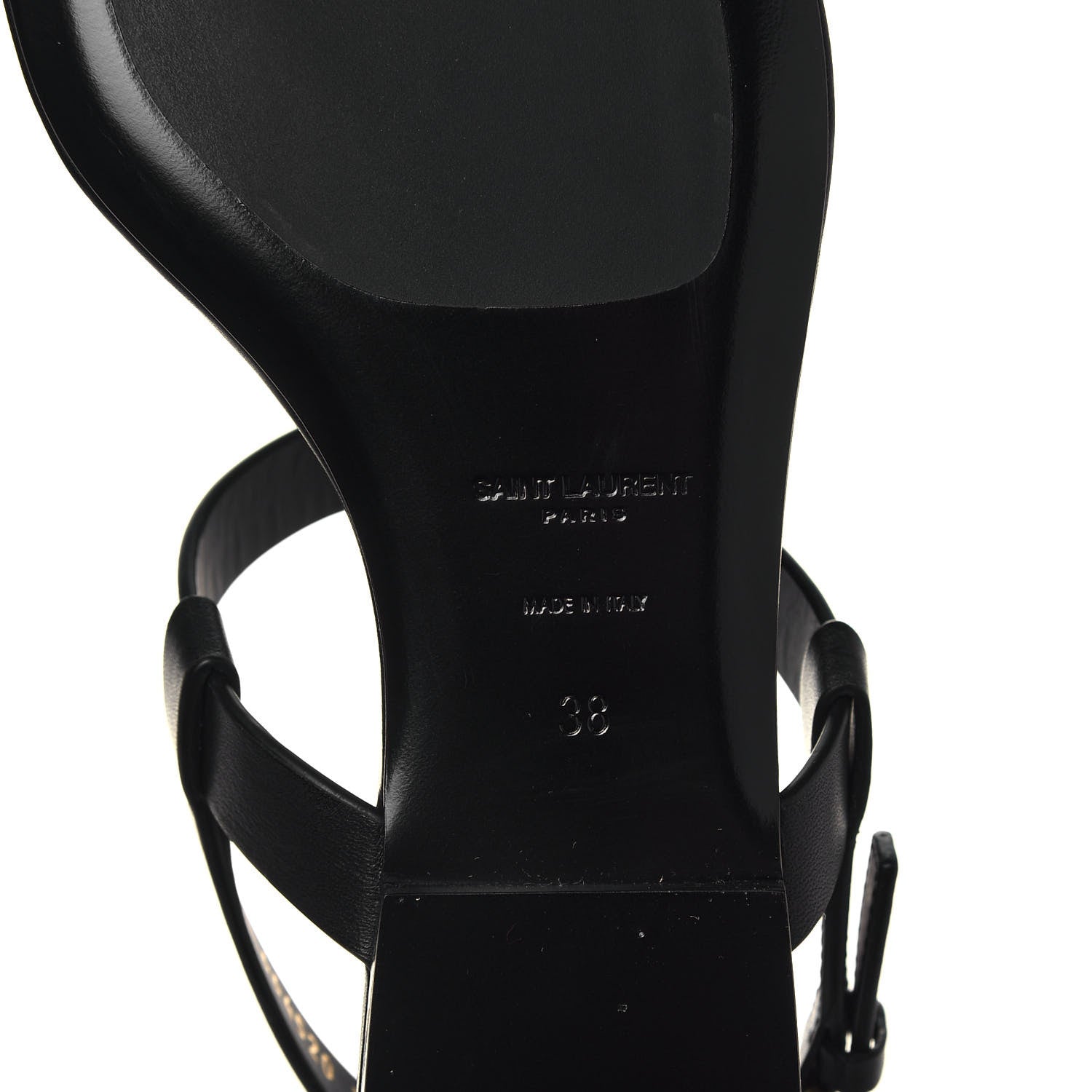 Saint Laurent Patent Calfskin Cassandra Monogram Sandals 38 Black 6 of 9
