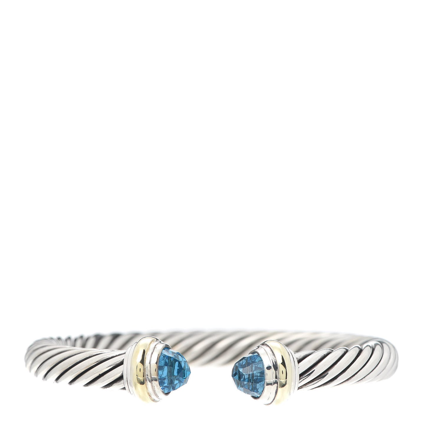 Sterling Silver 14K Yellow Gold Blue Topaz 7mm Cable Classics Bracelet