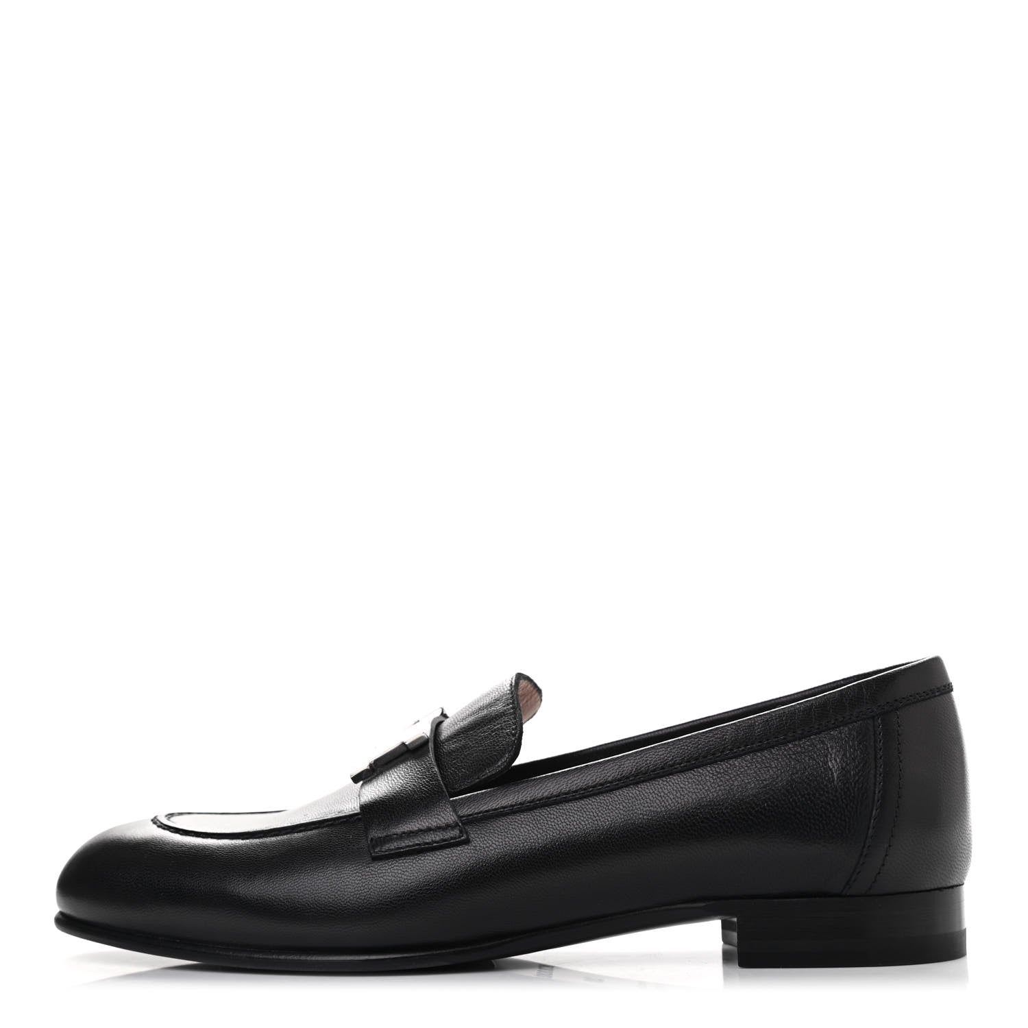 Hermes Goatskin Womens Paris Loafers 36 Black 1 of 8