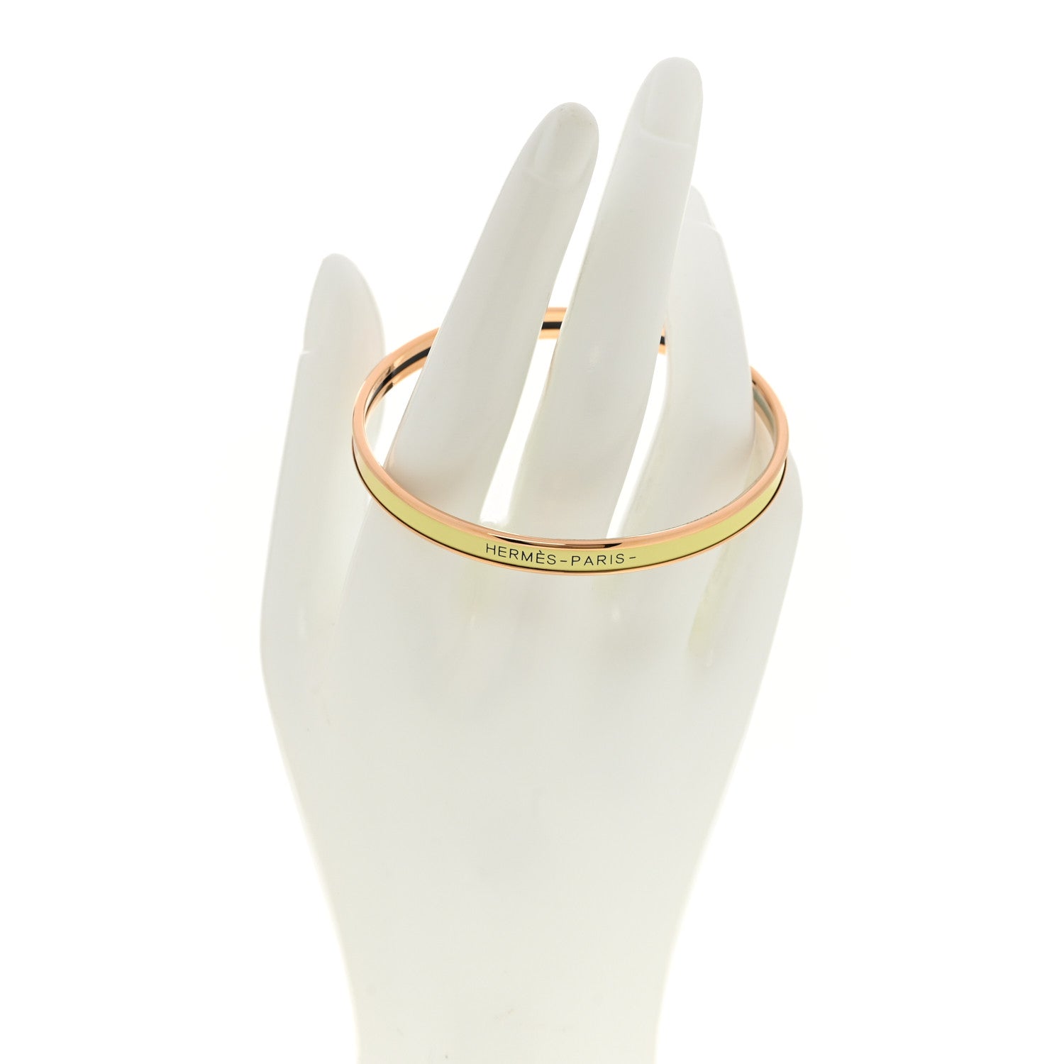 Hermes Enamel Printed Extra Narrow Fusion Bracelet 65  Rose Candeur Poussin 2 of 5