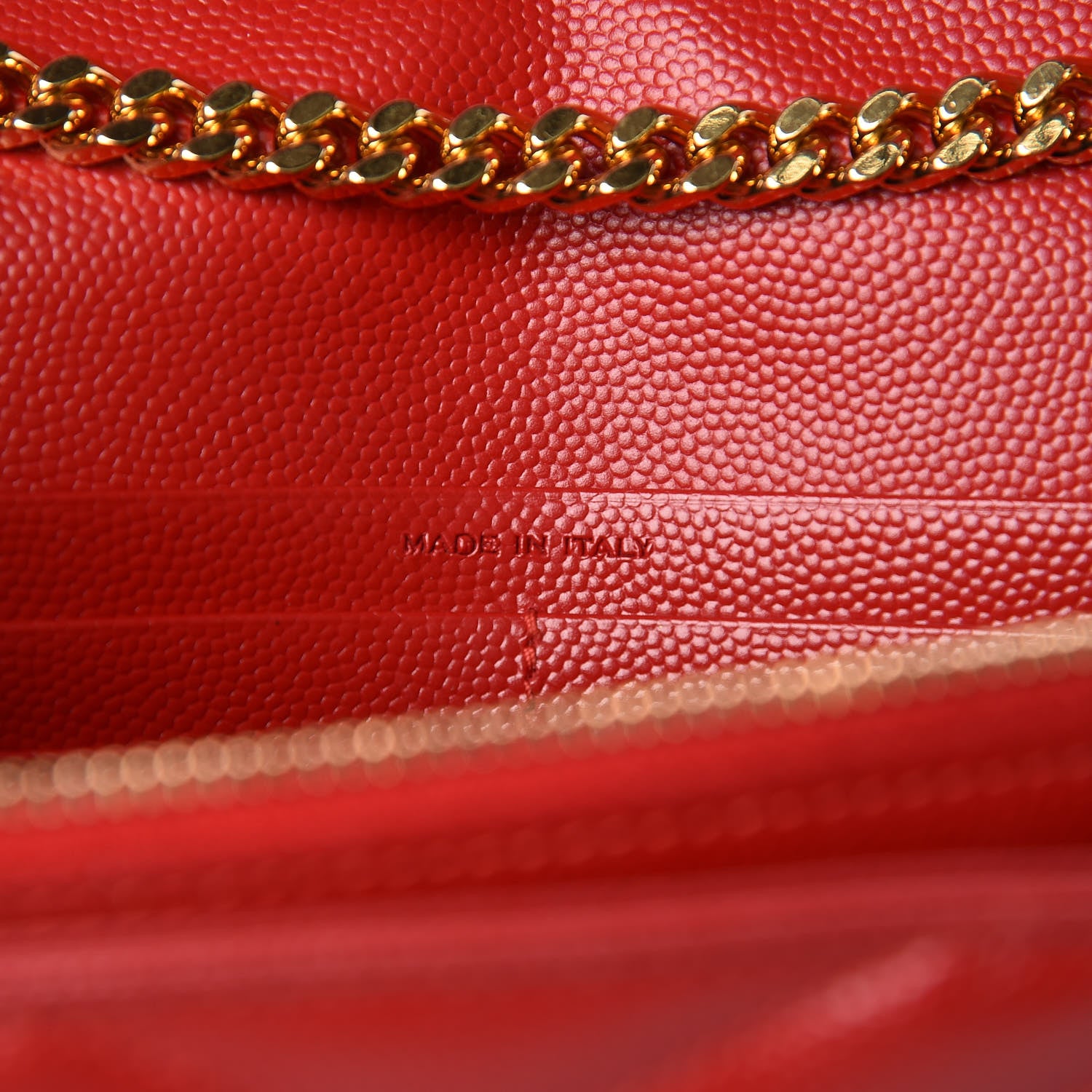 Saint Laurent Grain De Poudre Matelasse Chevron Monogram Chain Wallet New Red 7 of 16