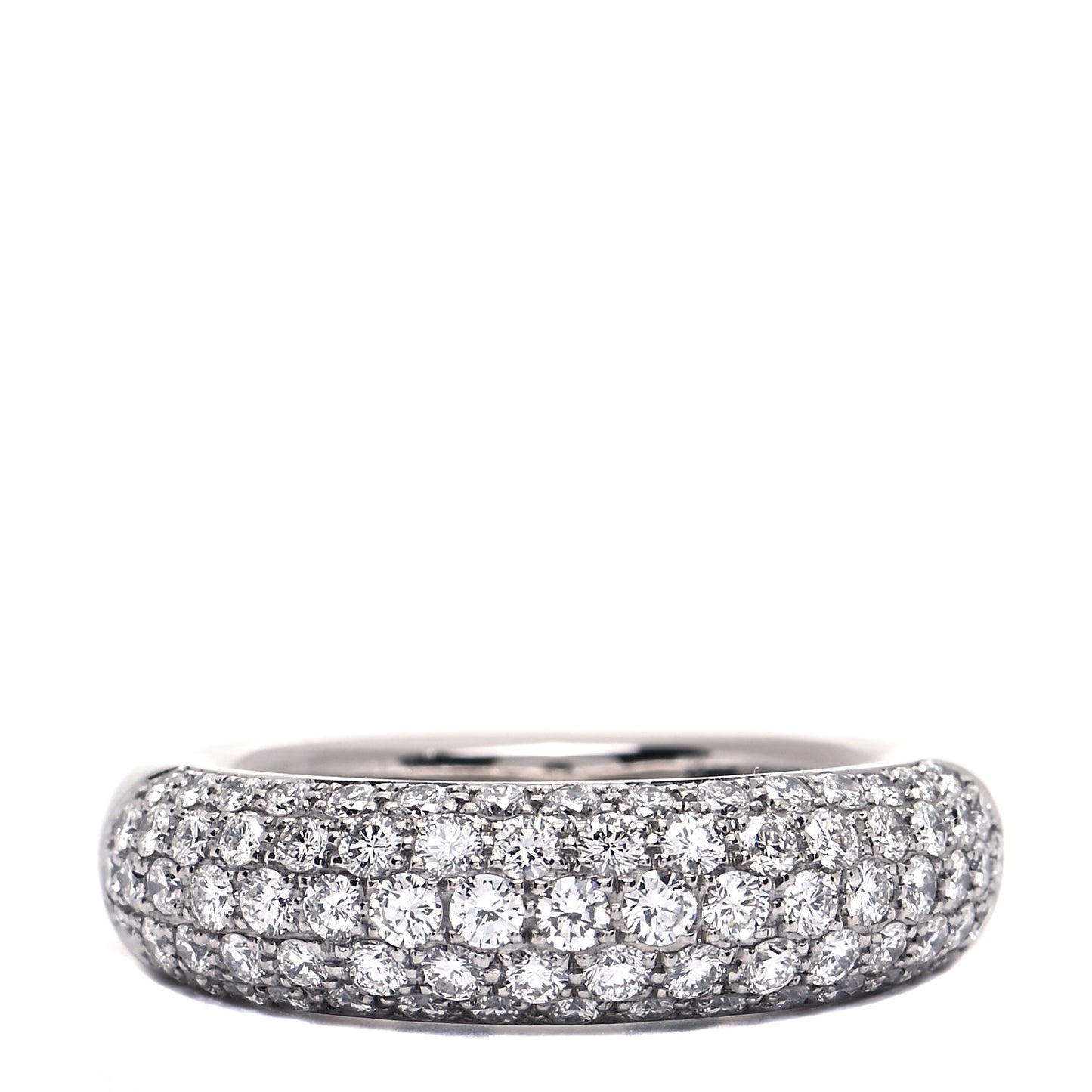 18K White Gold Diamond Pave Dome Ring 54 6.75