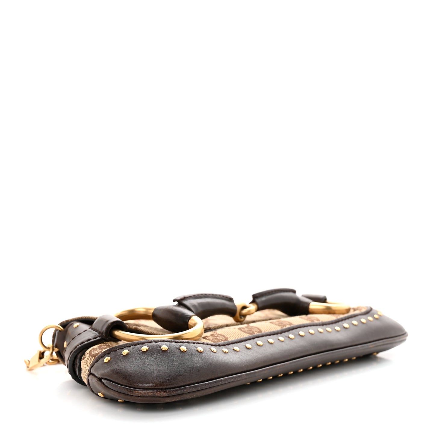Monogram Studded Small Horsebit Clutch Dark Brown