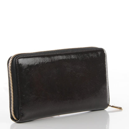 Saint Laurent Textured Patent Calfskin Belle De Jour Zip Around Wallet Black 3 of 8