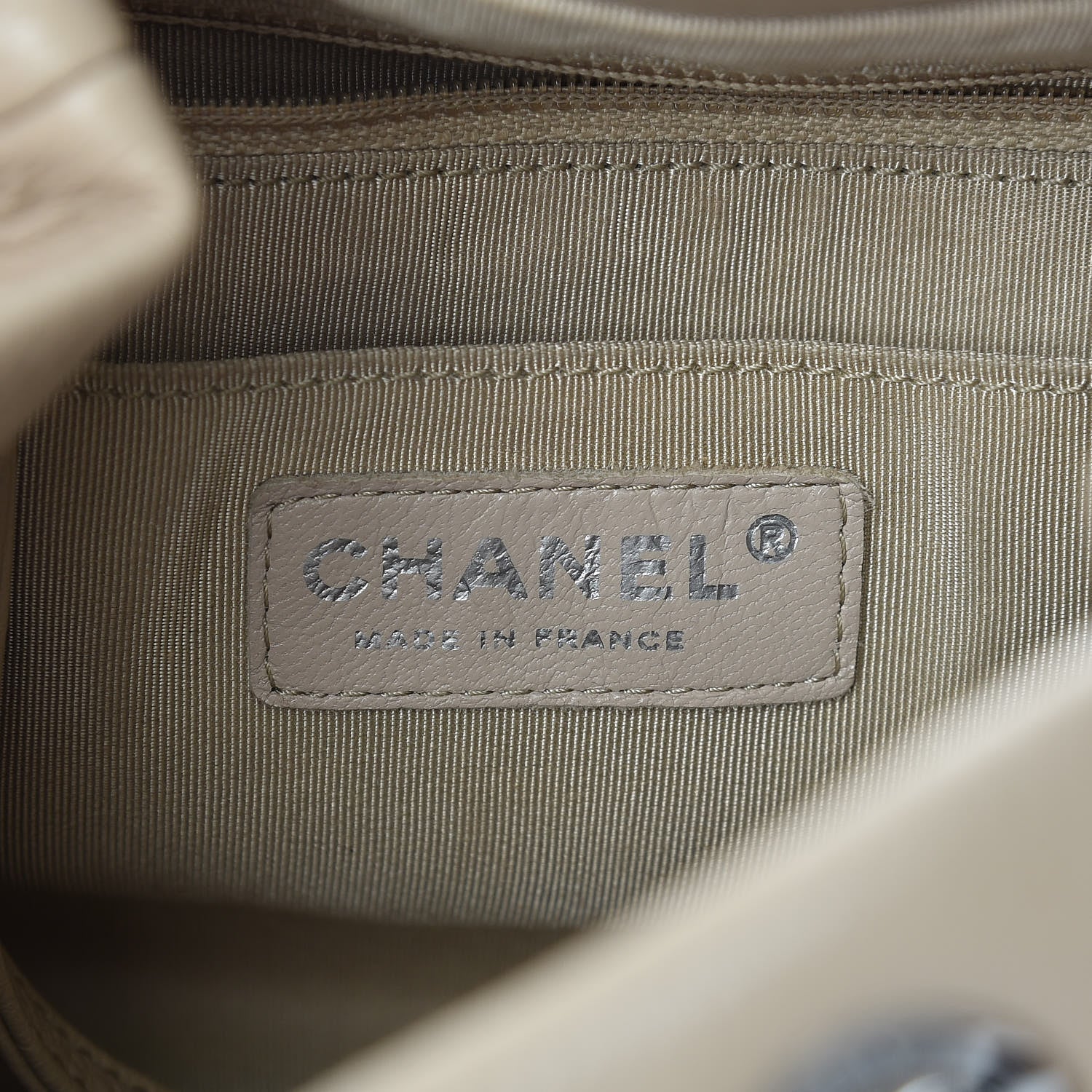 Chanel Deerskin Chevron Small CC Chain Bucket Bag Beige 7 of 14