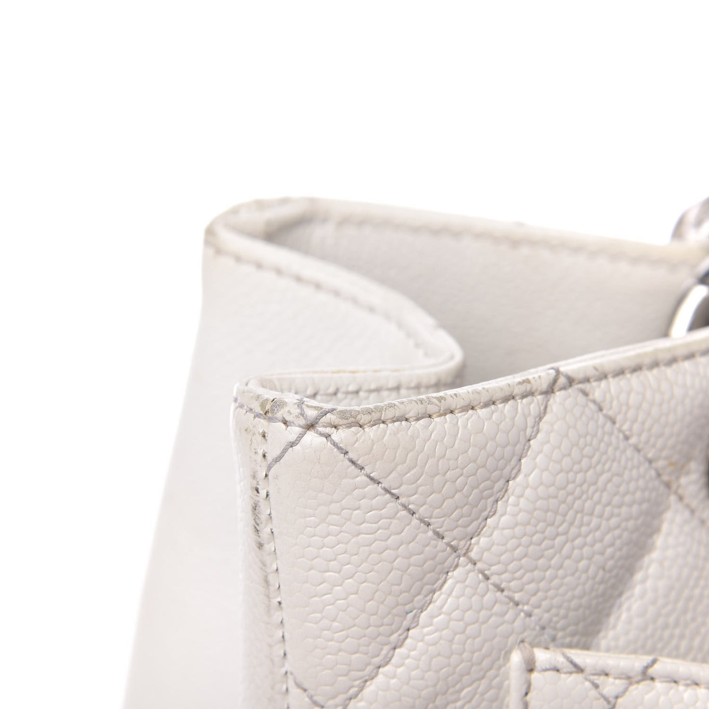 Caviar Quilted Grand Shopping Tote GST White