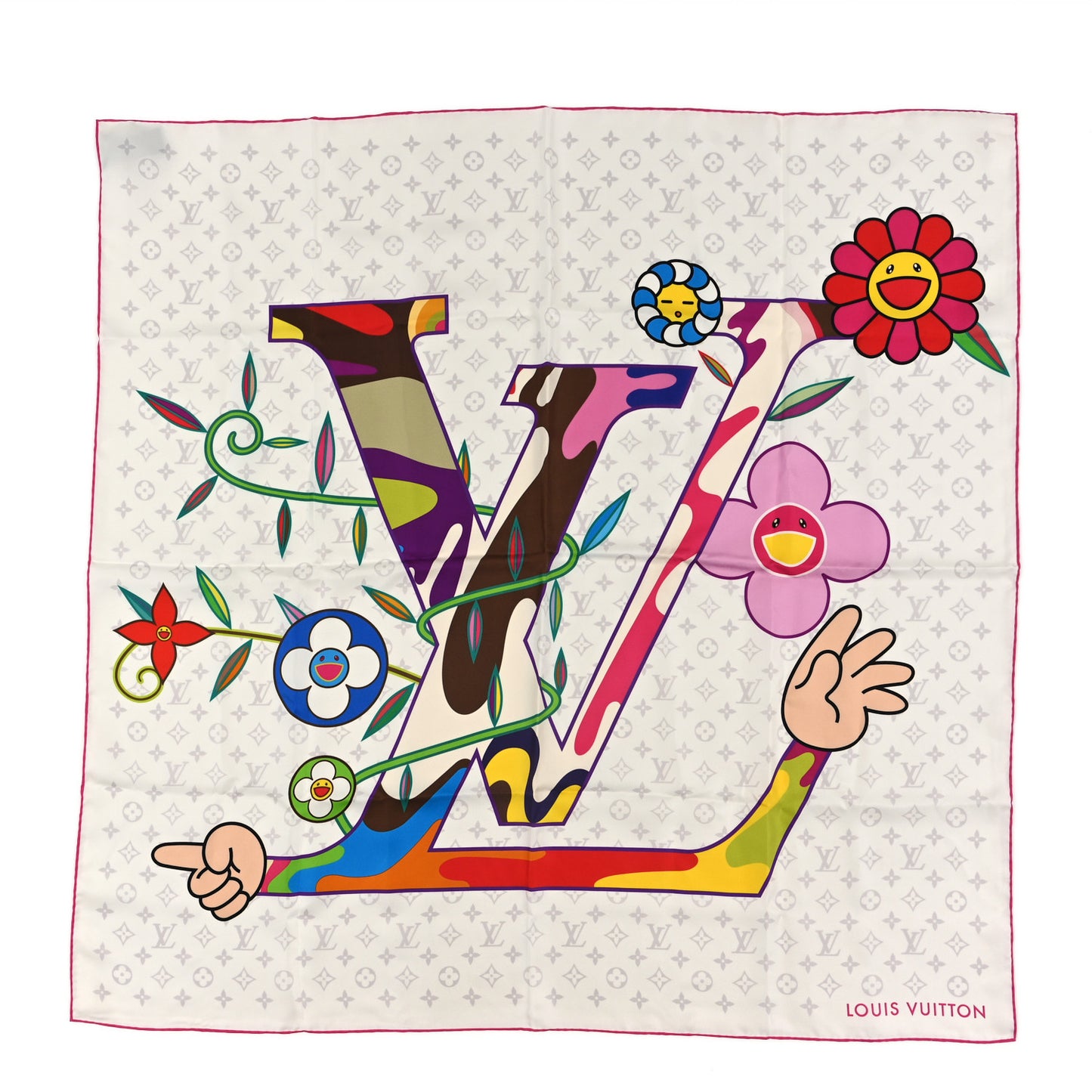 LV X TM Monogram Superflat Square 90 Scarf White