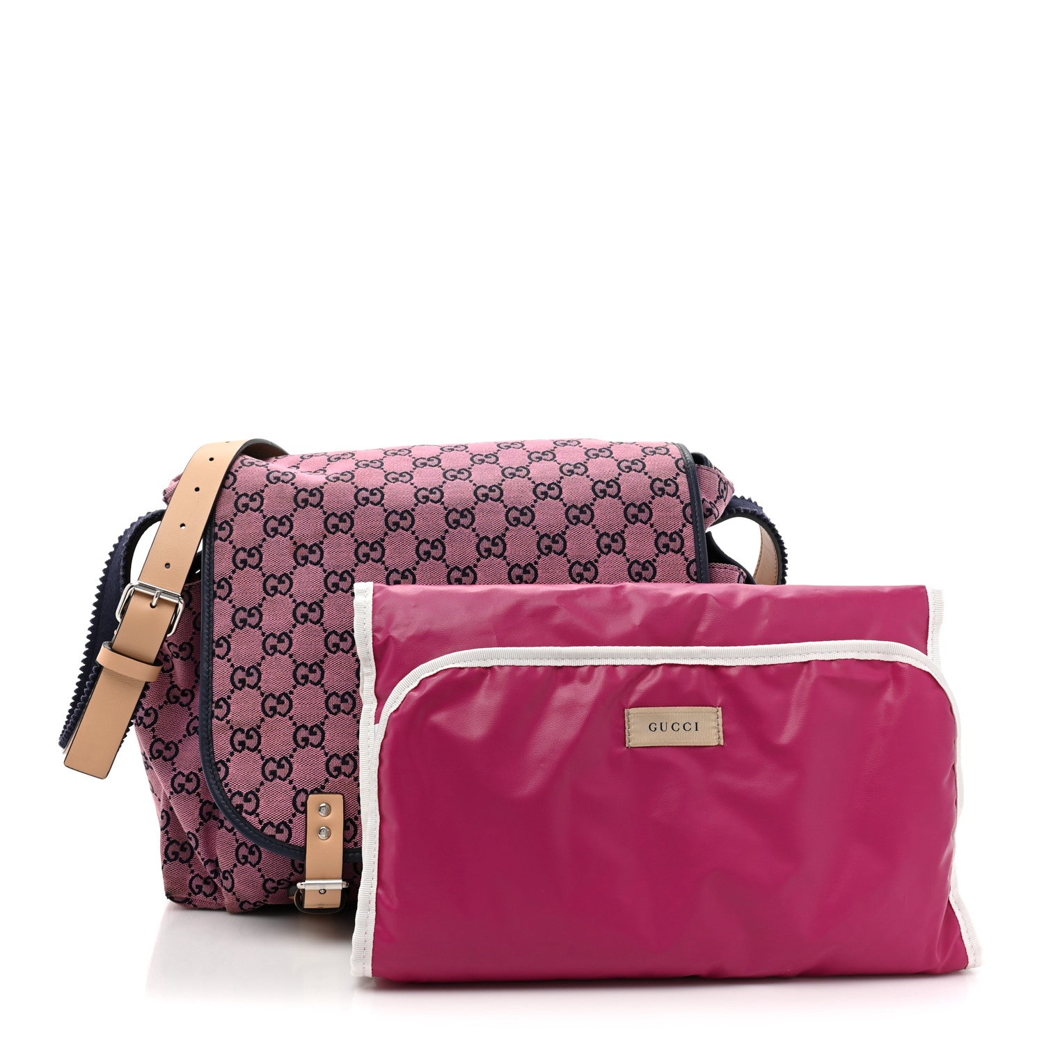 Gucci Monogram Multicolor Diaper Bag Pink Blue 1428788 – FASHIONPHILE