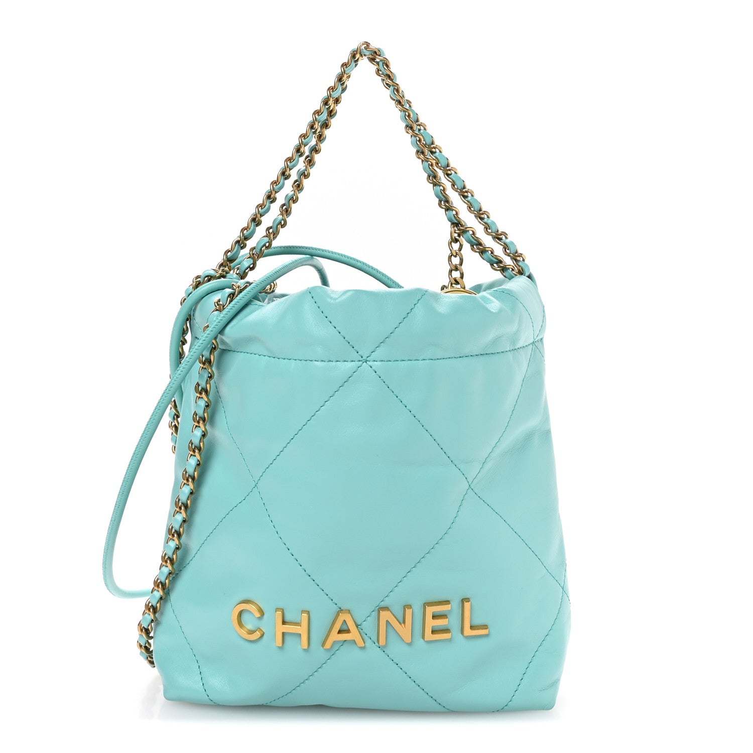Chanel Shiny Calfskin Quilted Mini Chanel 22 Turquoise 1 of 10