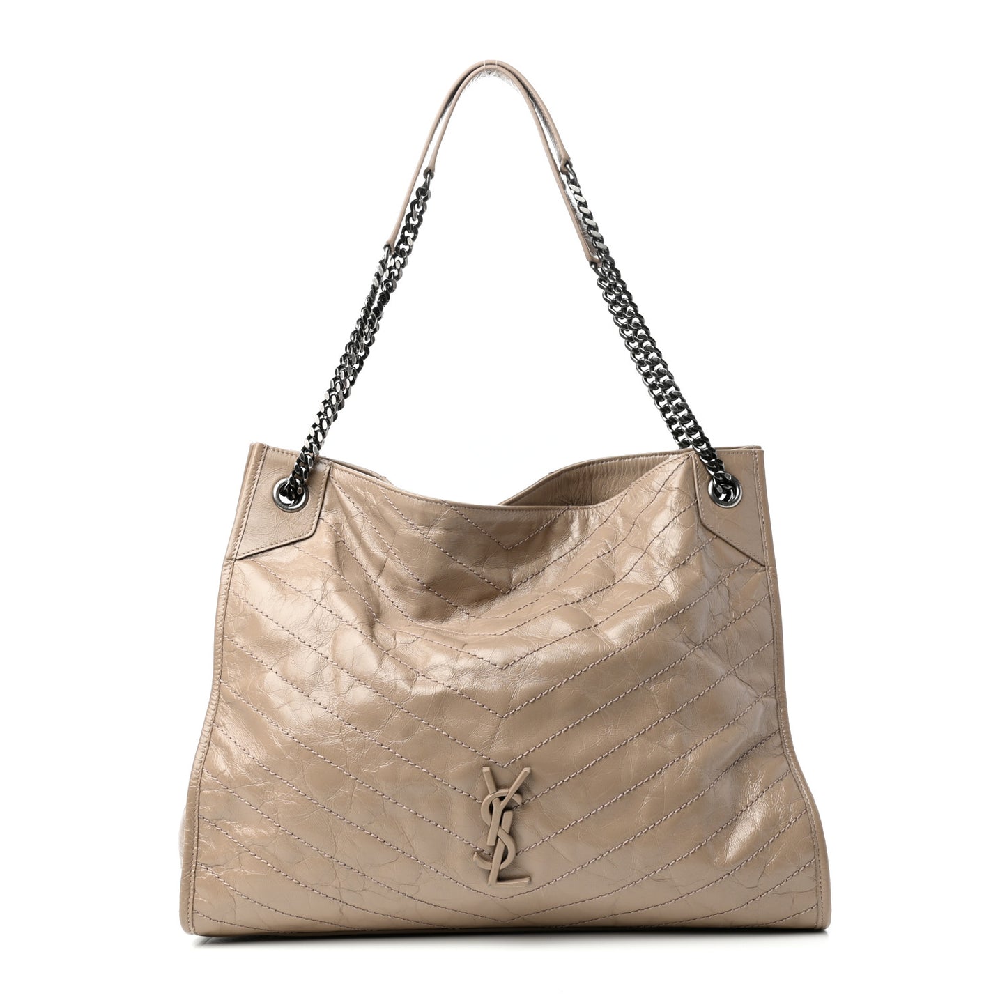 Crinkled Calfskin Matelasse Monogram Niki Shoulder Bag Gold Sand