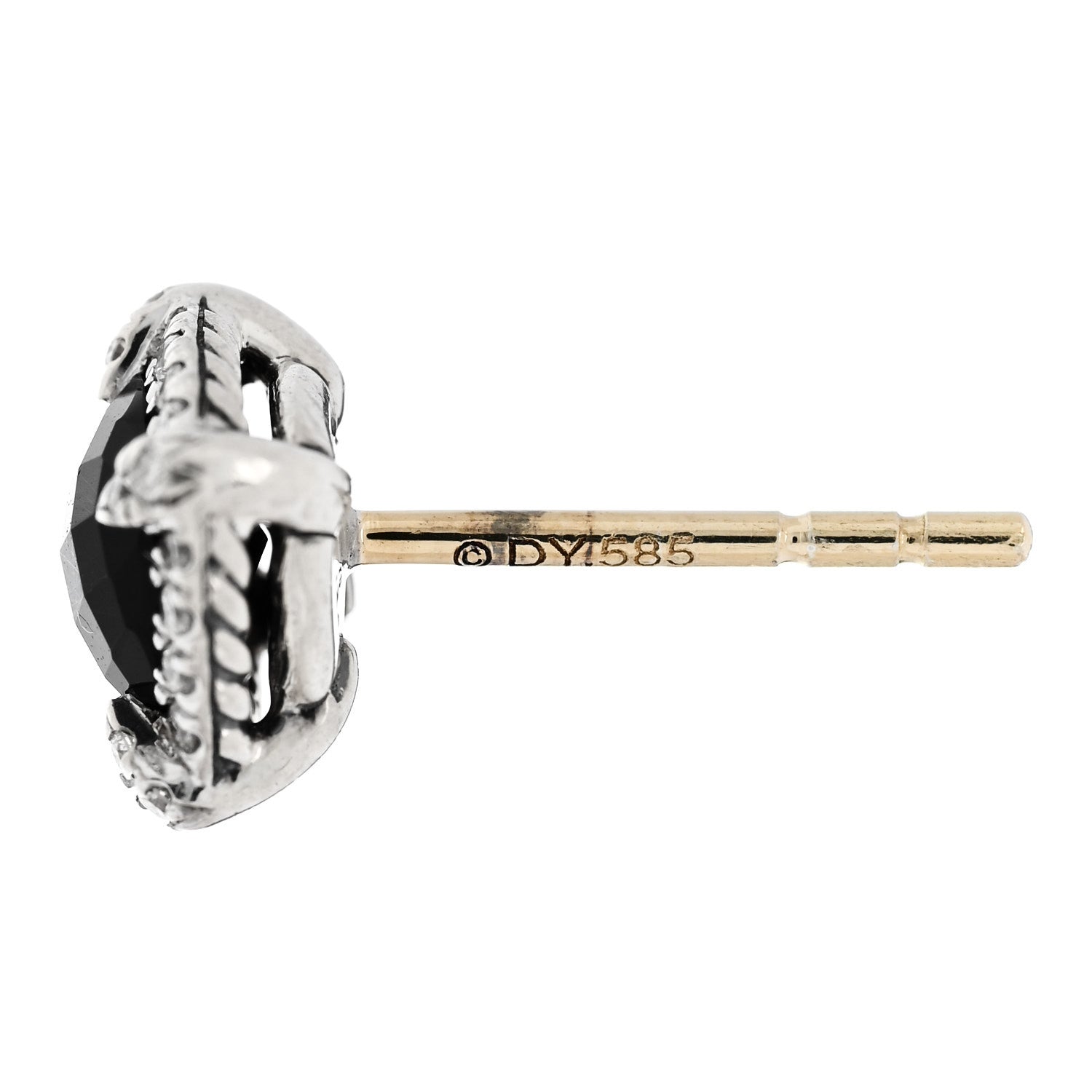 David Yurman Sterling Silver Diamond Black Onyx Petite 5mm Chatelaine Bezel Earrings 5 of 5