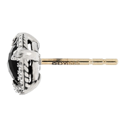 David Yurman Sterling Silver Diamond Black Onyx Petite 5mm Chatelaine Bezel Earrings 5 of 5