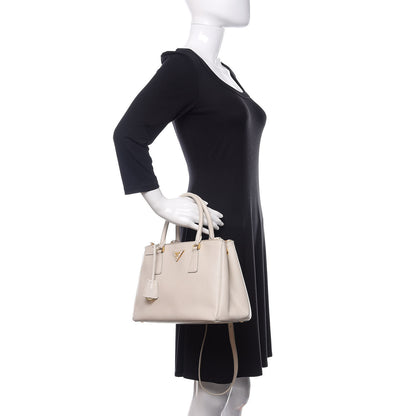 Prada Saffiano Small Galleria Double Zip Tote Talco 2 of 23