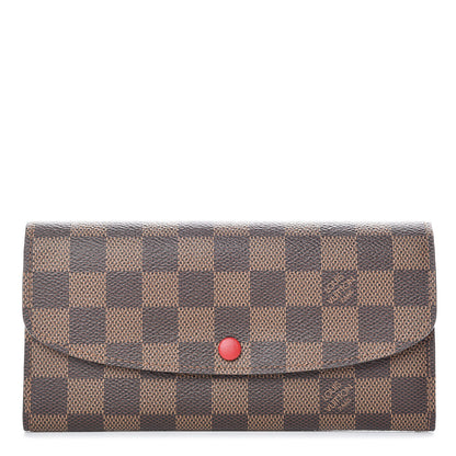 Louis Vuitton Damier Ebene Emilie Wallet Red 1 of 7