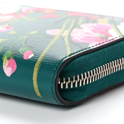 Gucci Calfskin Blooms Print Zip Around Wallet Bright Emerald Multicolor 9 of 11