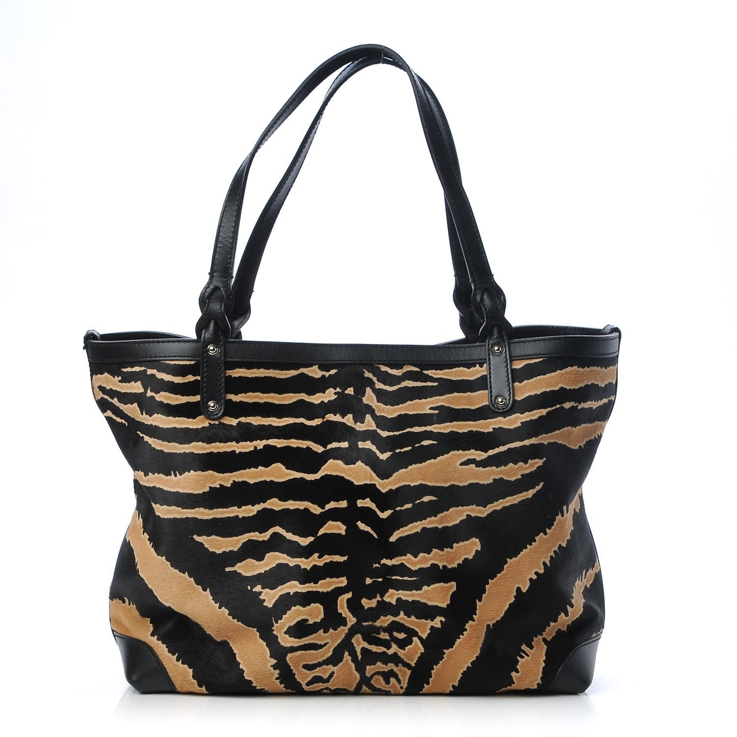 Calf Hair Zebra Print Medium Craft Tote Black