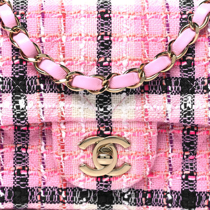 Chanel Tweed Quilted Mini Rectangular Flap Pink Navy White 8 of 10