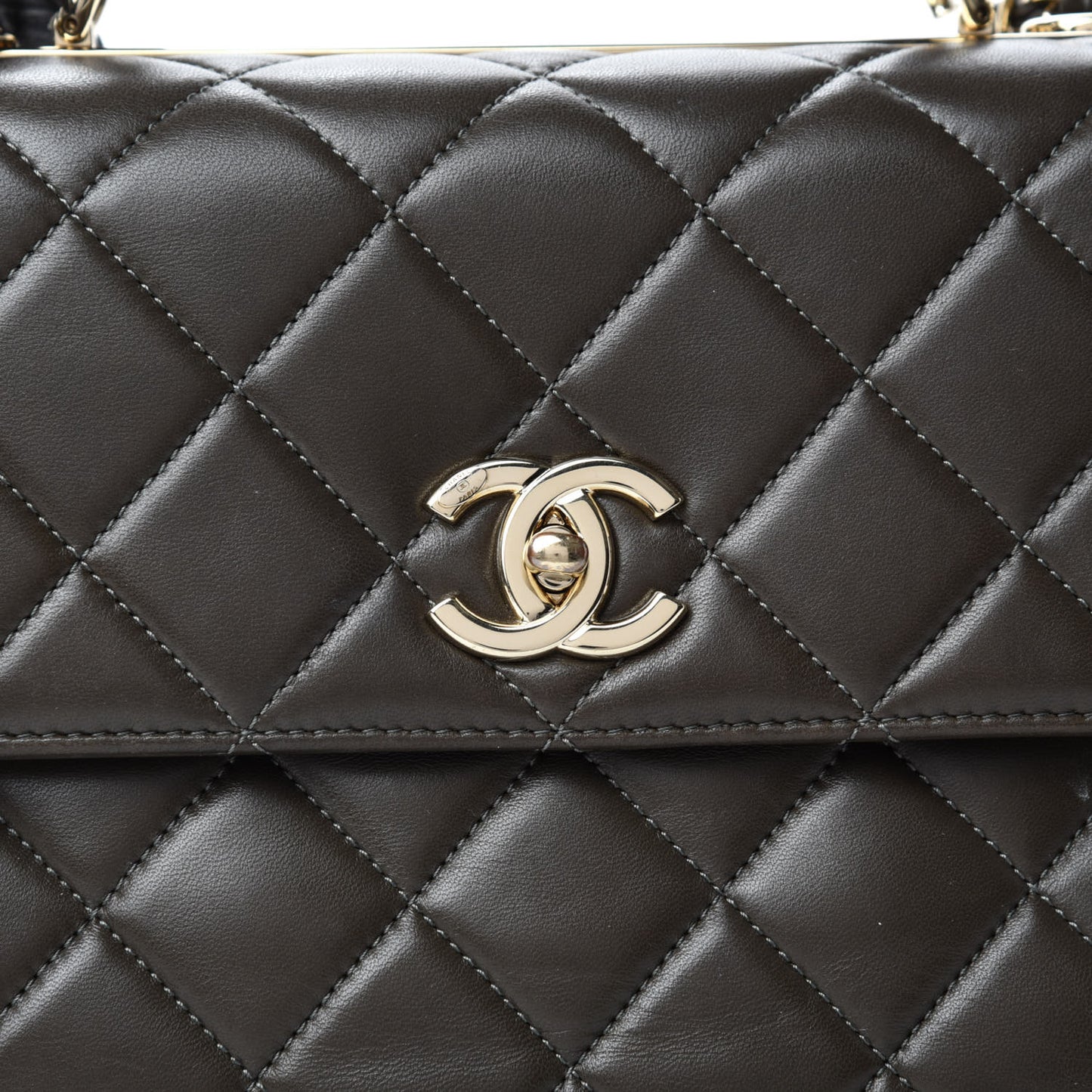 Lambskin Quilted Medium Trendy CC Flap Dual Handle Bag Dark Khaki