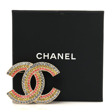 Chanel Metal Crystal CC Brooch Yellow Red Blue 4 of 4