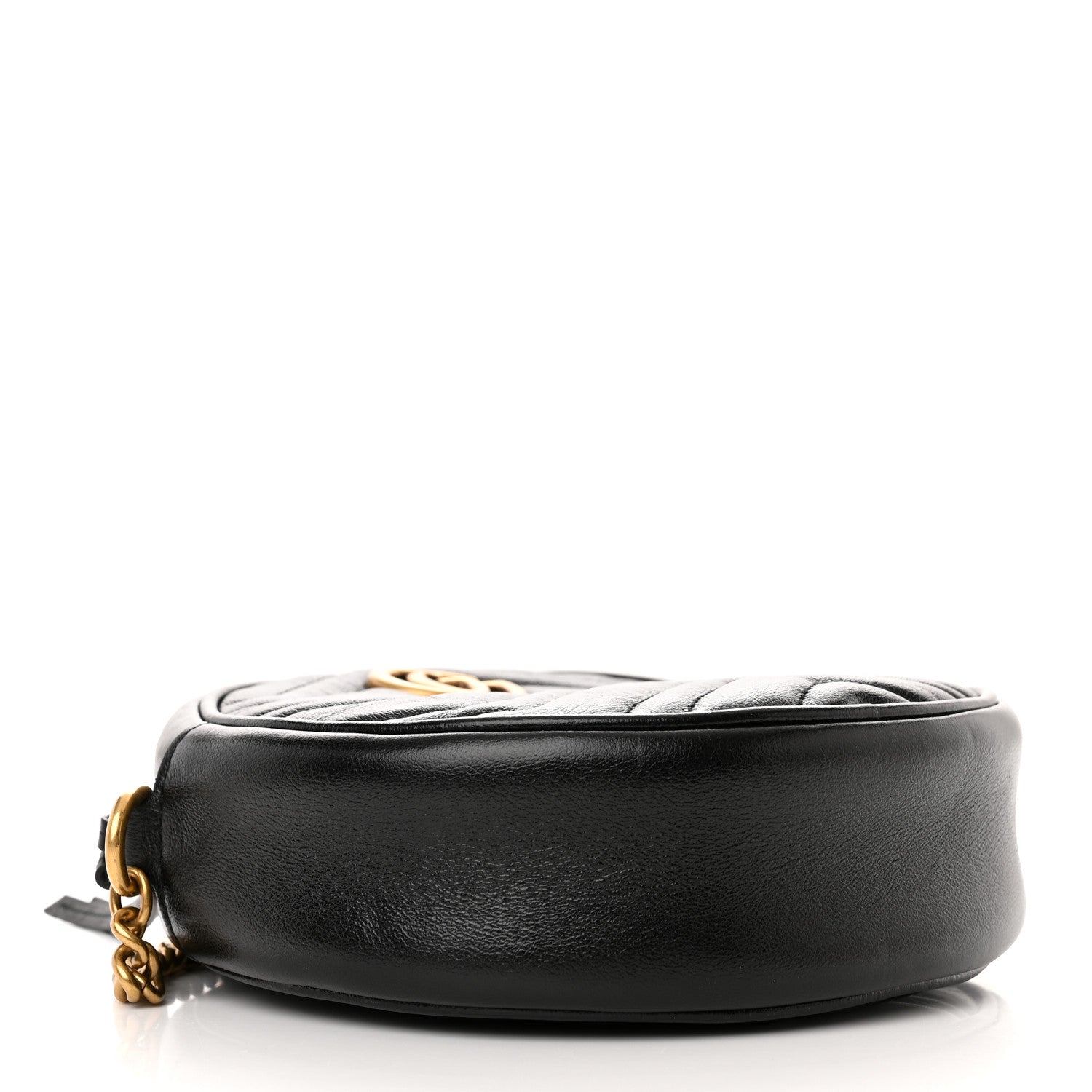 Gucci Azalea Calfskin Matelasse Heart Mini GG Marmont Round Shoulder Bag Black 4 of 10