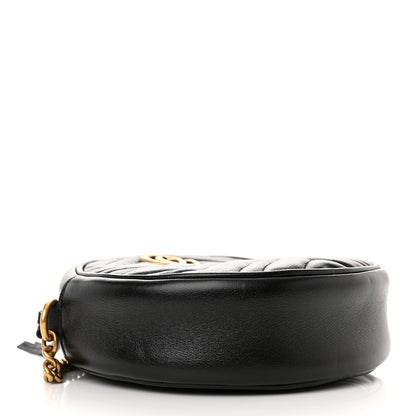 Gucci Azalea Calfskin Matelasse Heart Mini GG Marmont Round Shoulder Bag Black 4 of 10