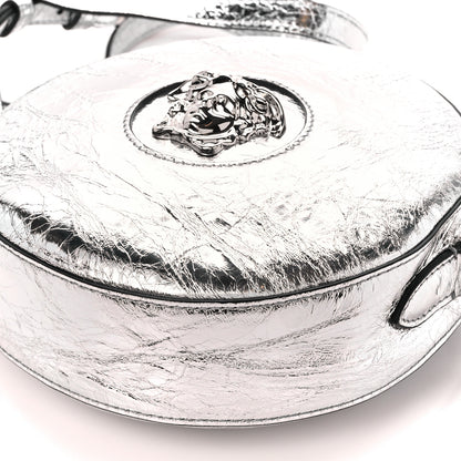 Versace Metallic Crackled Lambskin La Medusa Disco Round Crossbody Silver 11 of 11