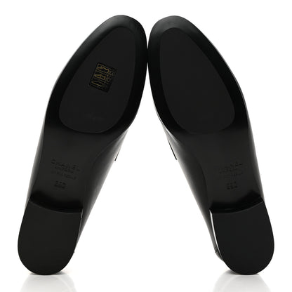 Chanel Calfskin Womens Stitched CC Loafers 39 Black 5 of 8
