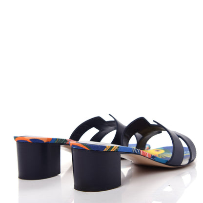 Hermes Calfskin Oasis Sandals 39.5 Bleu Indigo 4 of 11