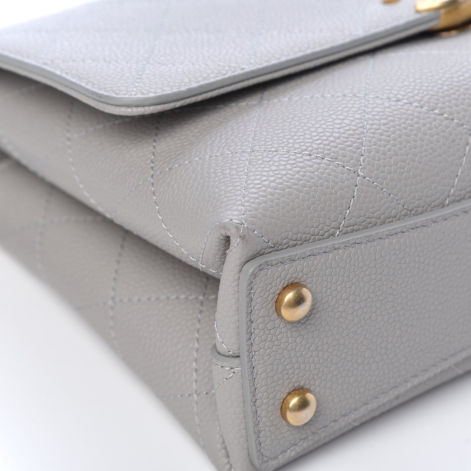 Chanel Grained Calfskin Small Stitched Flap Grey 9 of 13