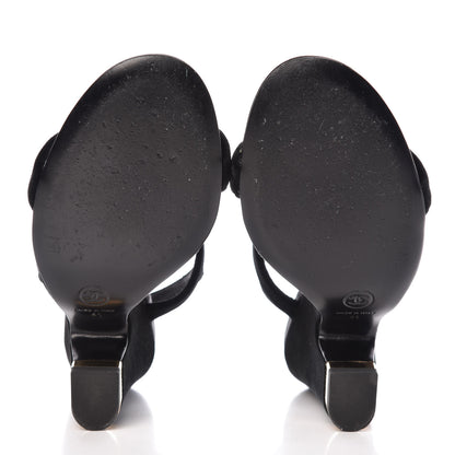 Chanel Velvet CC Sandals 41 Black 7 of 20