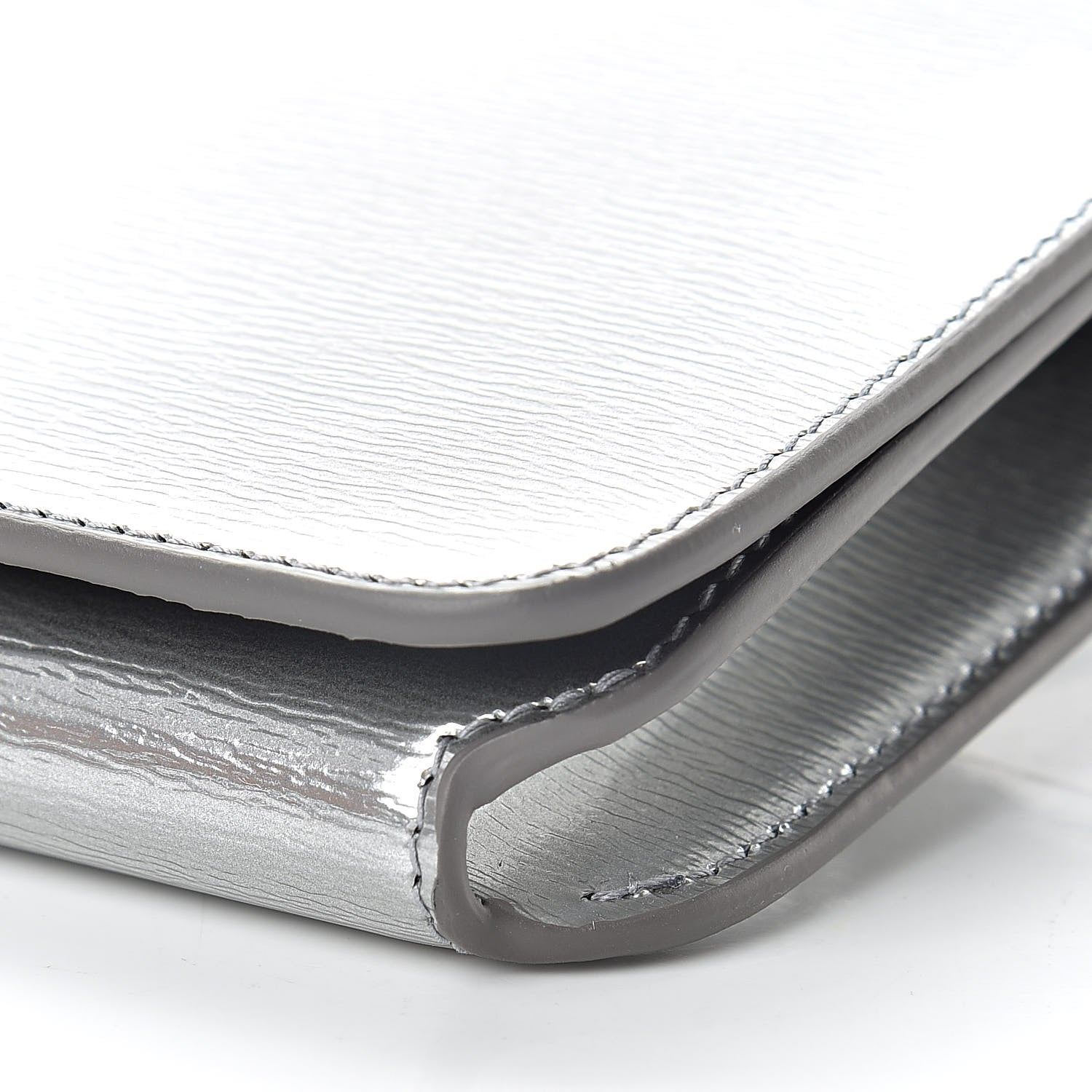 Balenciaga Metallic Grained Calfskin BB Phone Holder Wallet On Chain Silver 19 of 20