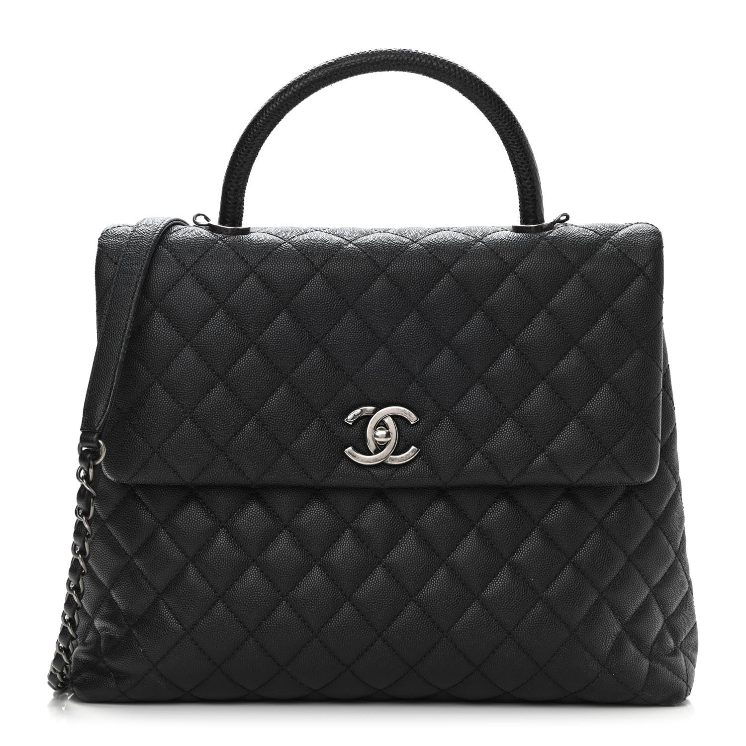 Chanel Caviar Liazard Quilted Large Coco Handle Flap Black 1 of 10