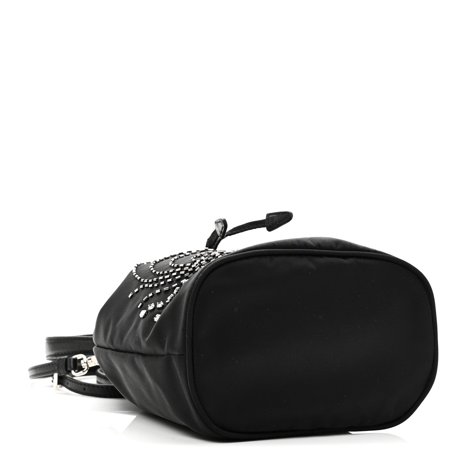 Prada Tessuto Saffiano Ricamo Sequin Crystal Embellished Mini Re-Edition 1978 Bucket Bag Black 4 of 10