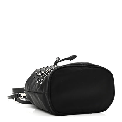 Prada Tessuto Saffiano Ricamo Sequin Crystal Embellished Mini Re-Edition 1978 Bucket Bag Black 4 of 10