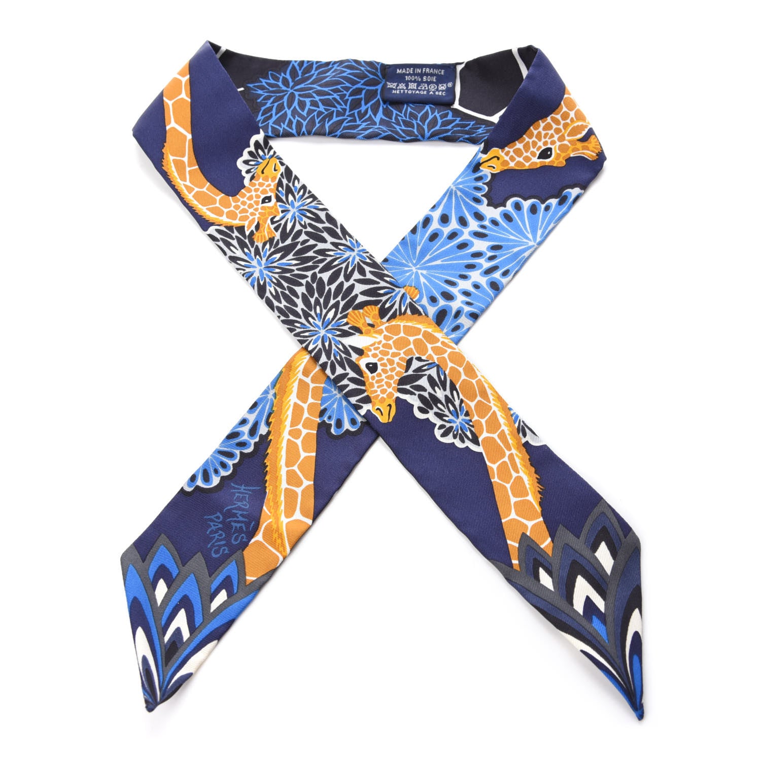 Hermes Silk The Three Graces Twilly Bleu Nuit Gold Black 1 of 3