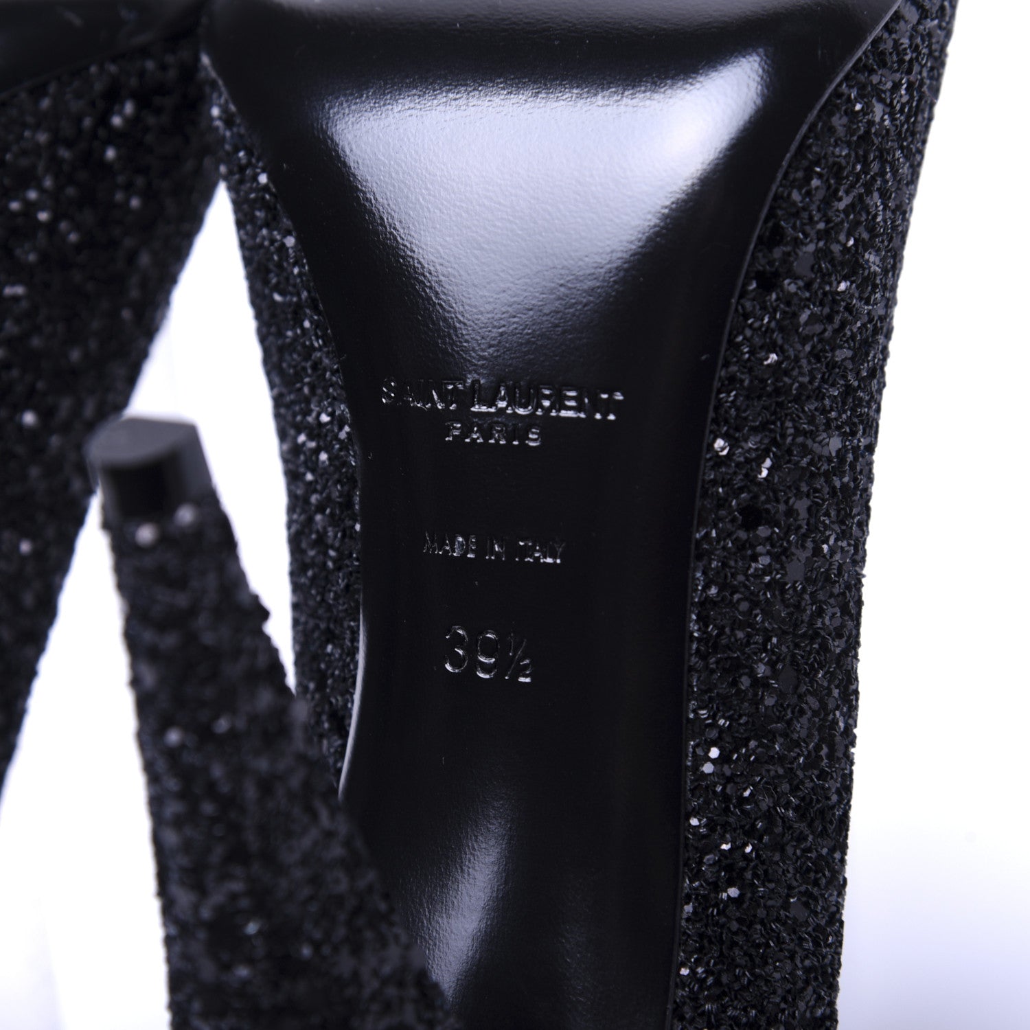 Saint Laurent Glitter Era Pumps 39.5 Black Silver 11 of 17