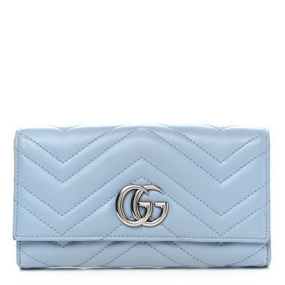 Gucci Calfskin Matelasse GG Marmont Continental Wallet Porcelain Light Blue 1 of 9