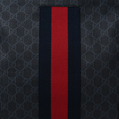 Gucci Soft GG Supreme Monogram Appia Calfskin Web East West Messenger Bag Black Grey 7 of 9