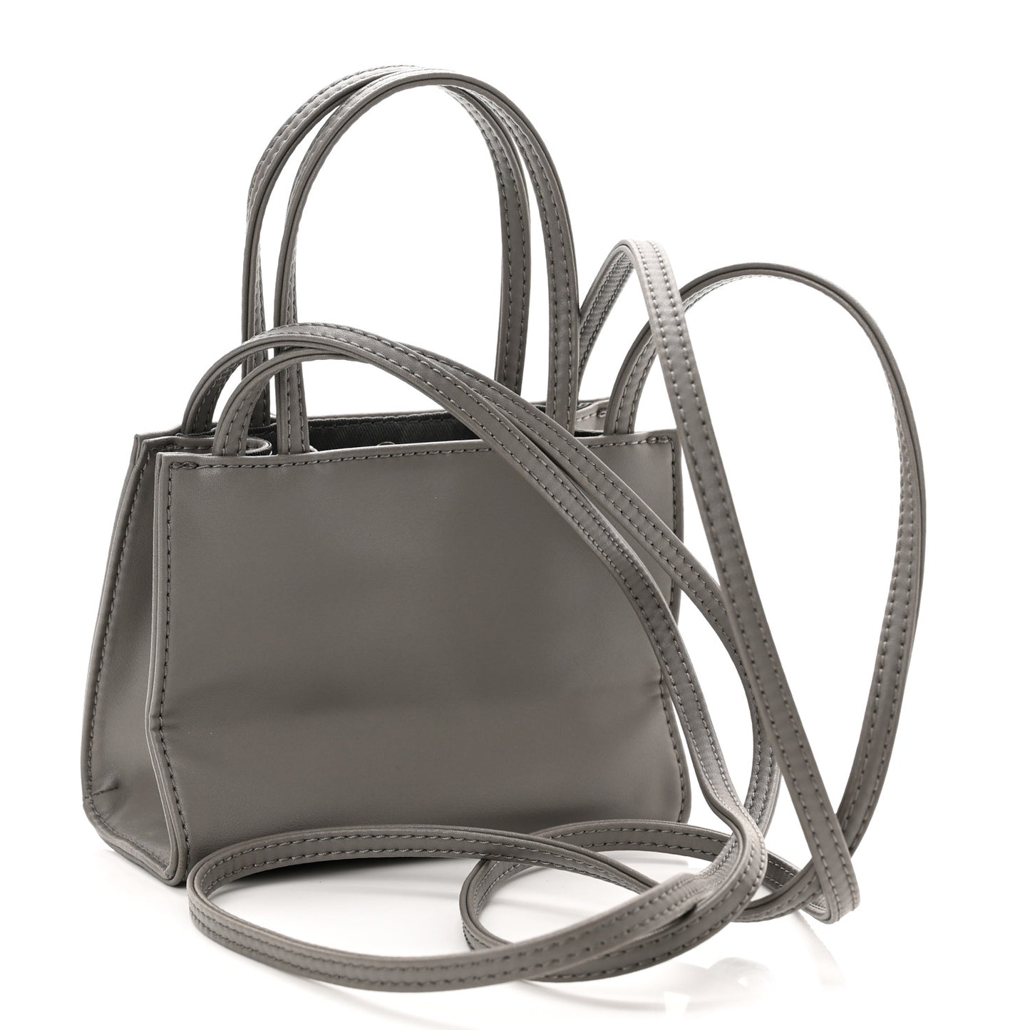 Vegan Leather Small Shopping Bag Grey