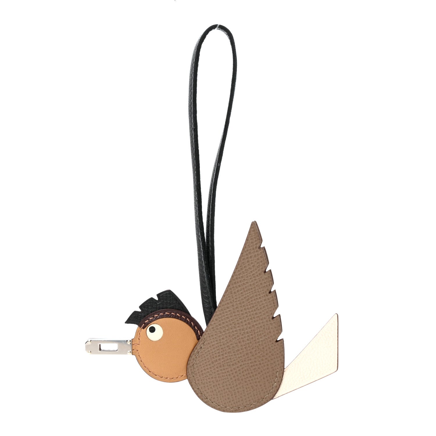 Hermes Epsom Swift Chevre Mysore Birdy Bag Charm Etoupe Nata Biscuit Rouge Sellier Black 1 of 4