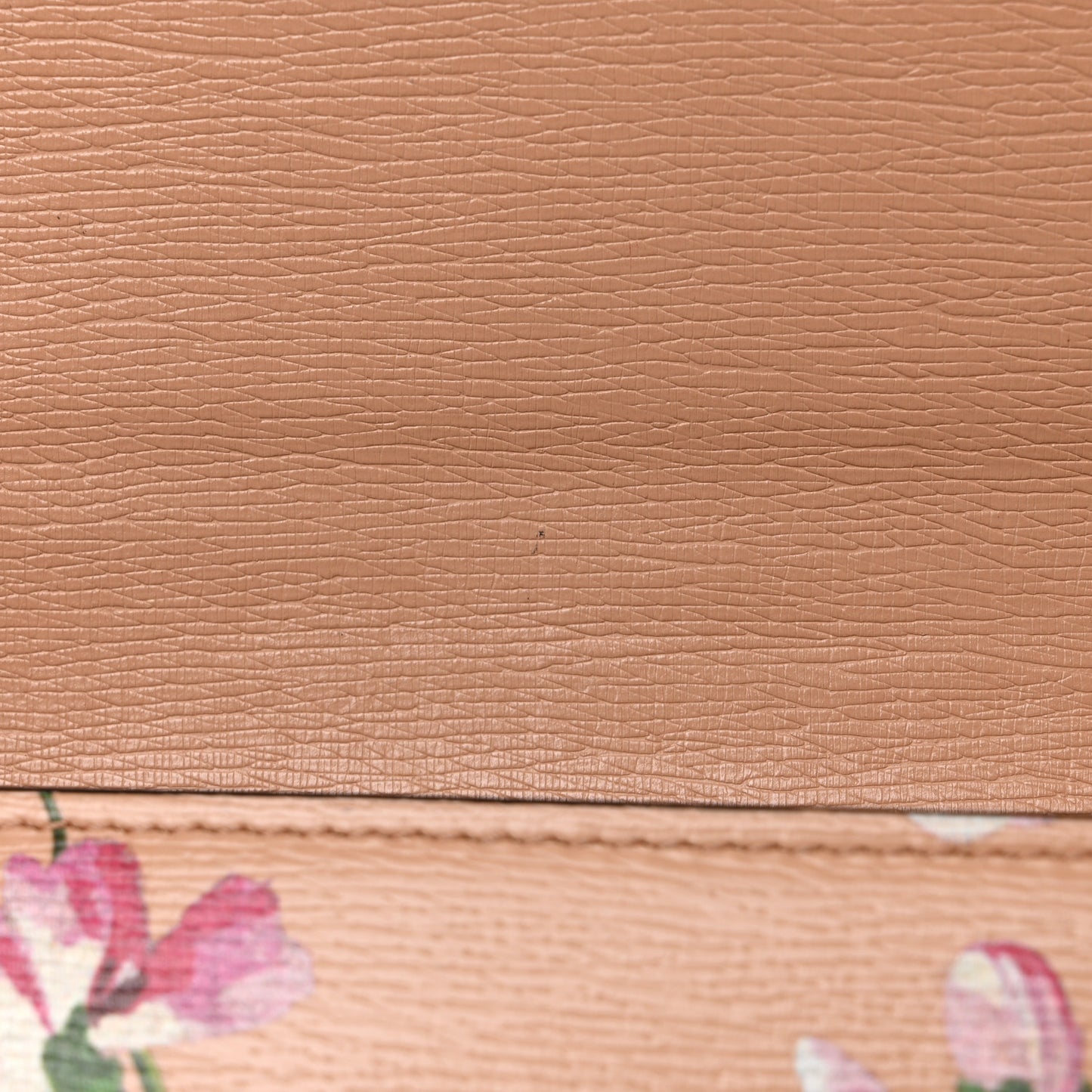 Calfskin Blooms Print Continental Wallet Pink Apricot Multicolor