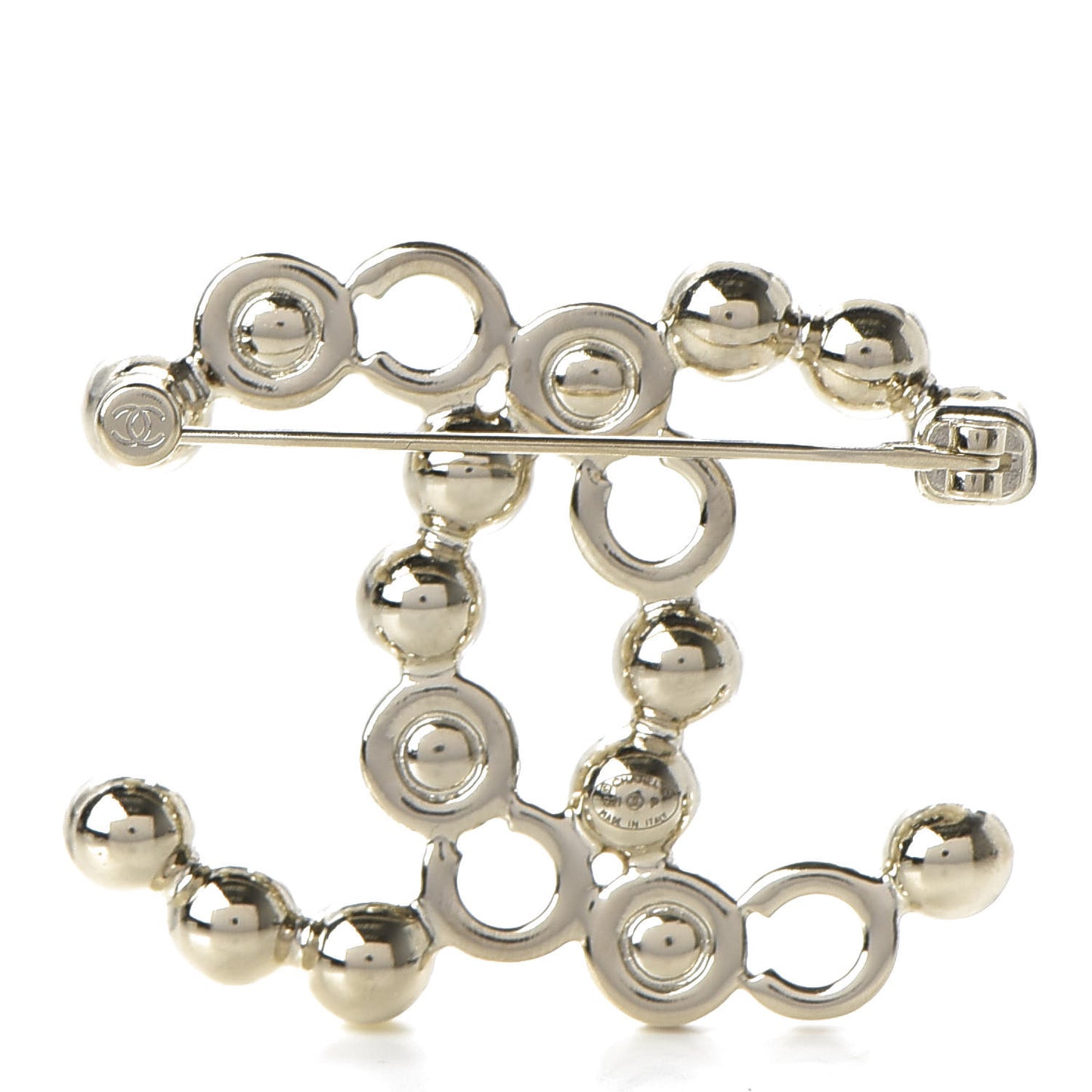 Pearl Coco CC Brooch Gold