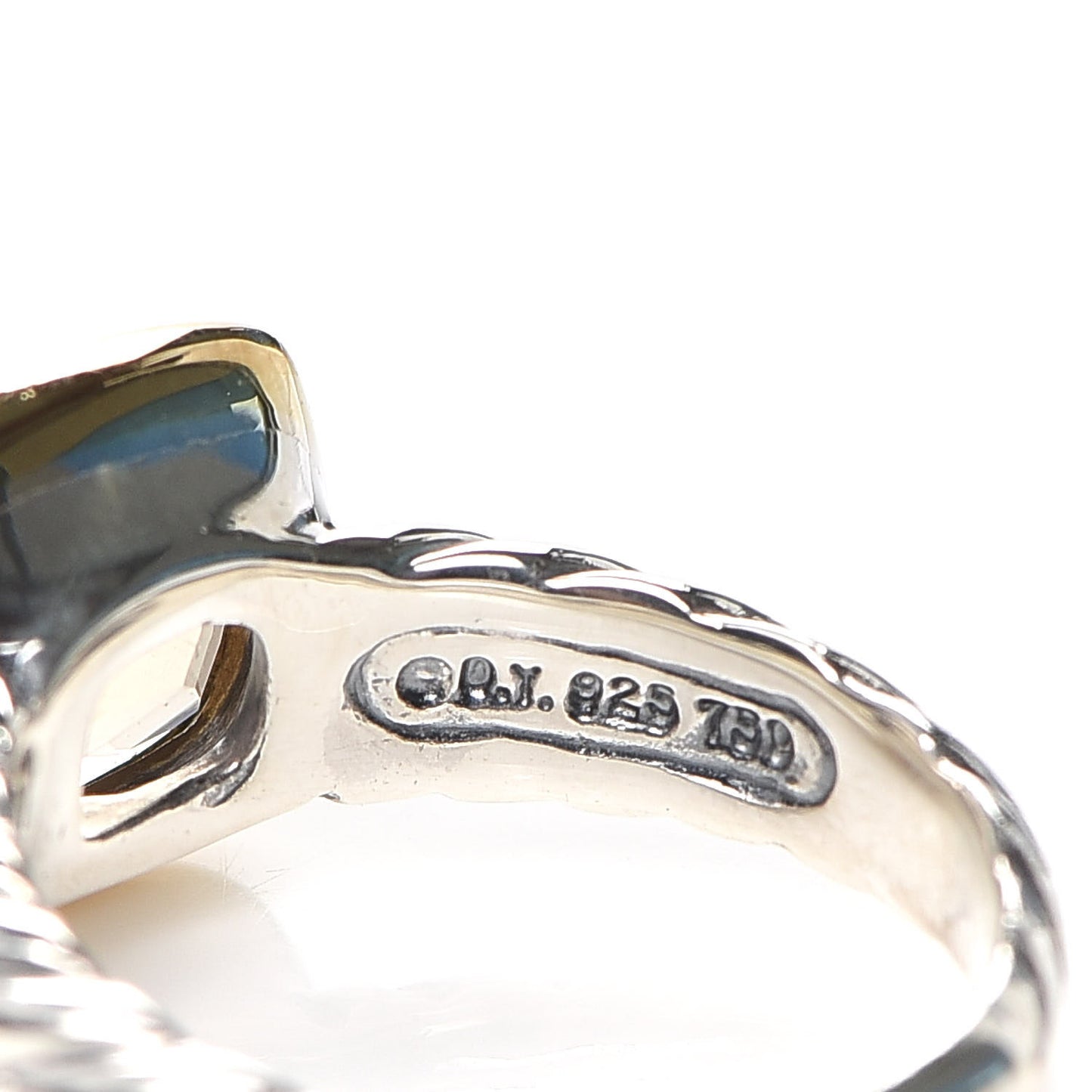 Sterling Silver 18K Yellow Gold Smoky Quartz 10mm Noblesse Ring 49 5