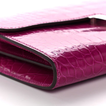 Hermes Shiny Alligator Constance Long Wallet Rose Scheherazade 20 of 24