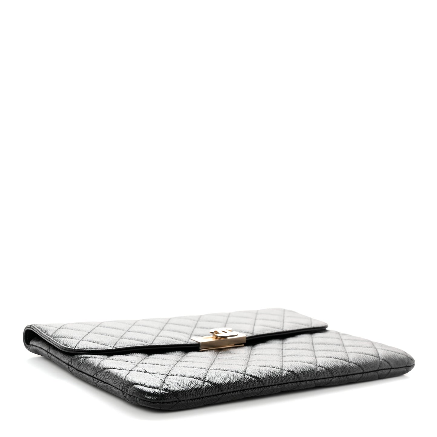 Caviar Quilted Medium Golden Class Pouch Black
